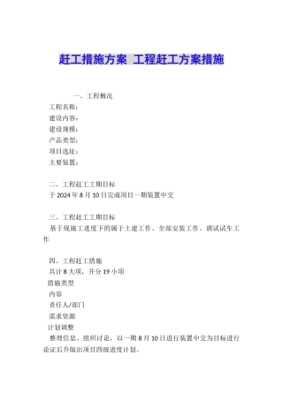 赶工措施方案-工程赶工方案措施