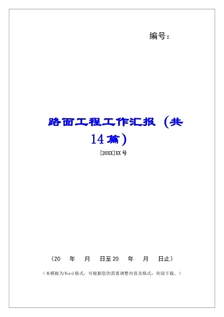 路面工程工作汇报-