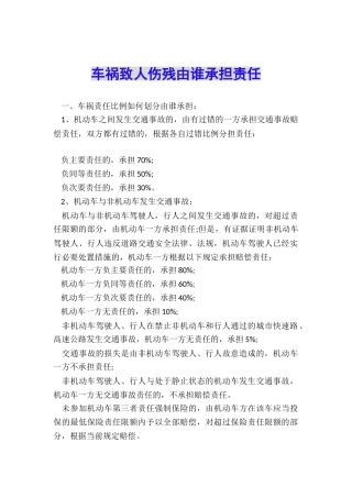 车祸致人伤残由谁承担责任