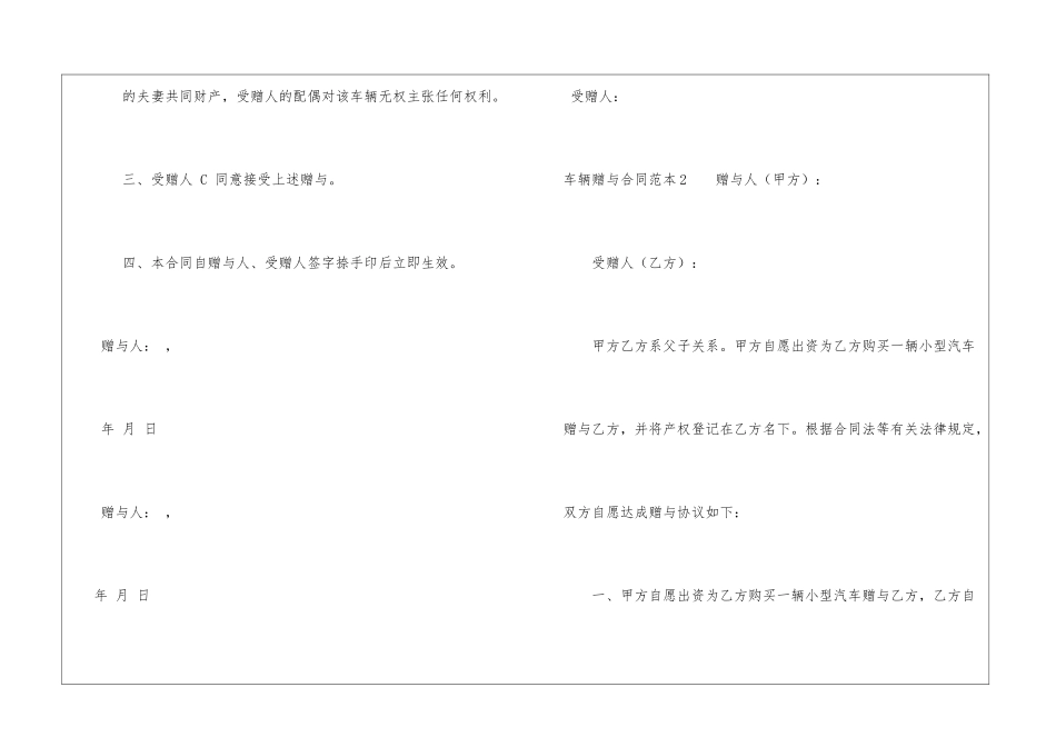 车辆赠与合同范本_第2页
