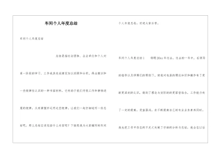车间个人年度总结