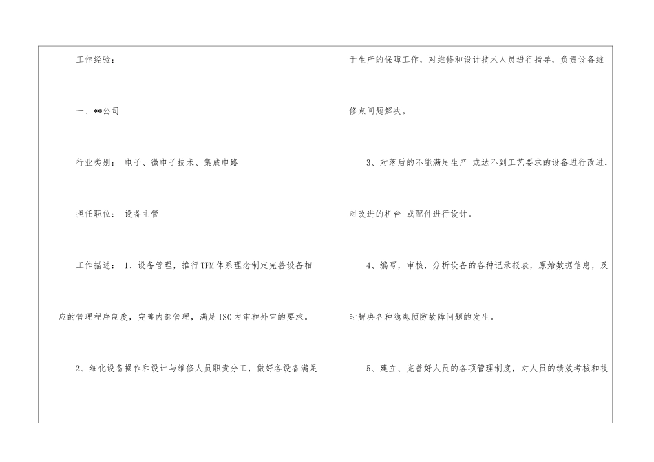 车间主管的个人简历模板_第2页
