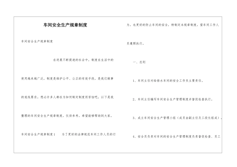 车间安全生产规章制度_第1页
