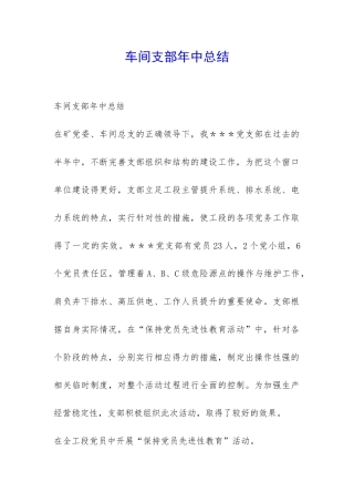 车间支部年中总结-