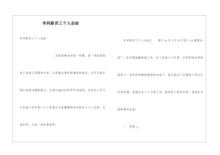 车间新员工个人总结