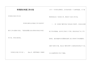 车间班长年度工作计划