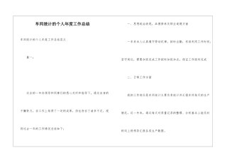 车间统计的个人年度工作总结