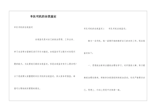 车队司机的自我鉴定