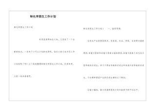 转化学困生工作计划