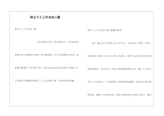 转正个人工作总结3篇