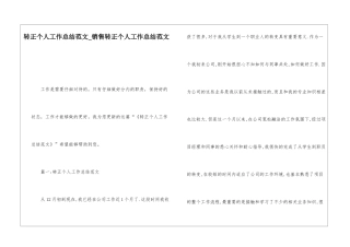 转正个人工作总结范文销售转正个人工作总结范文