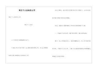转正个人总结怎么写
