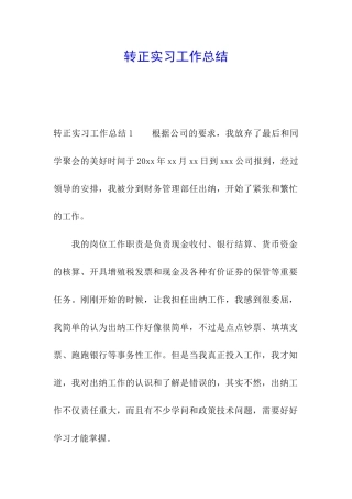转正实习工作总结