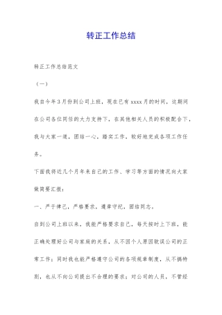 转正工作总结-