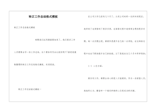 转正工作总结格式模板
