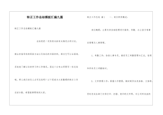 转正工作总结模板汇编九篇