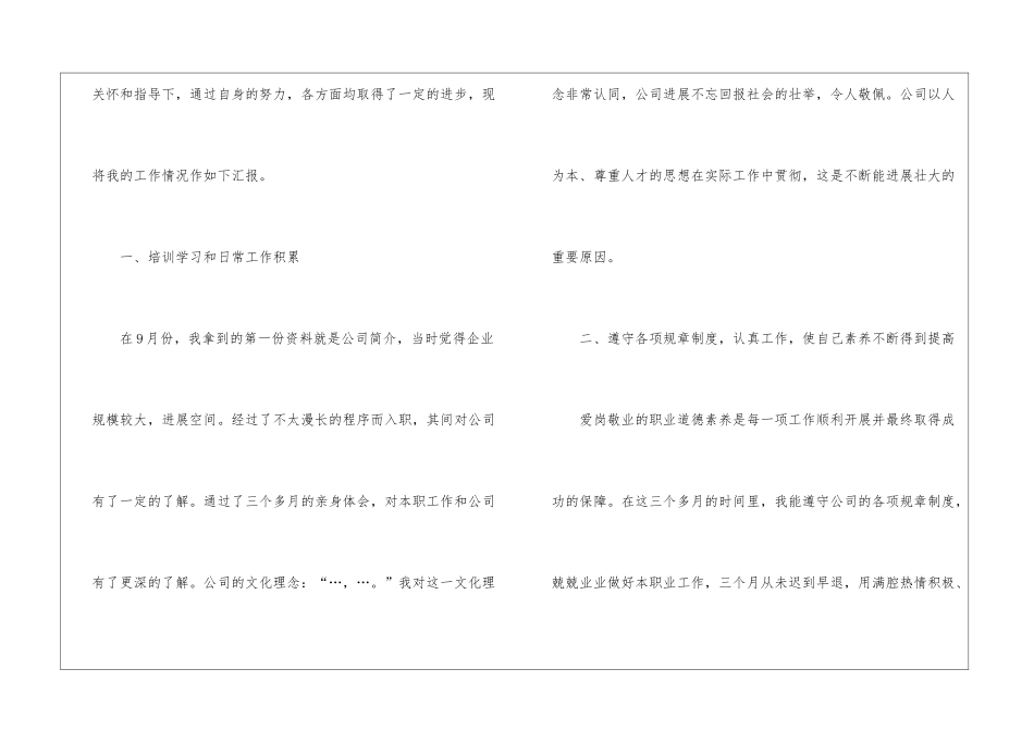 转正工作总结模板集合九篇_第2页