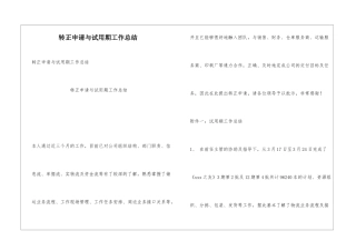 转正申请与试用期工作总结