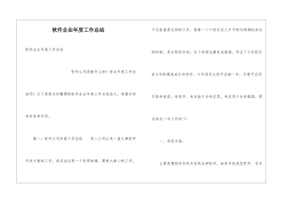 软件企业年度工作总结