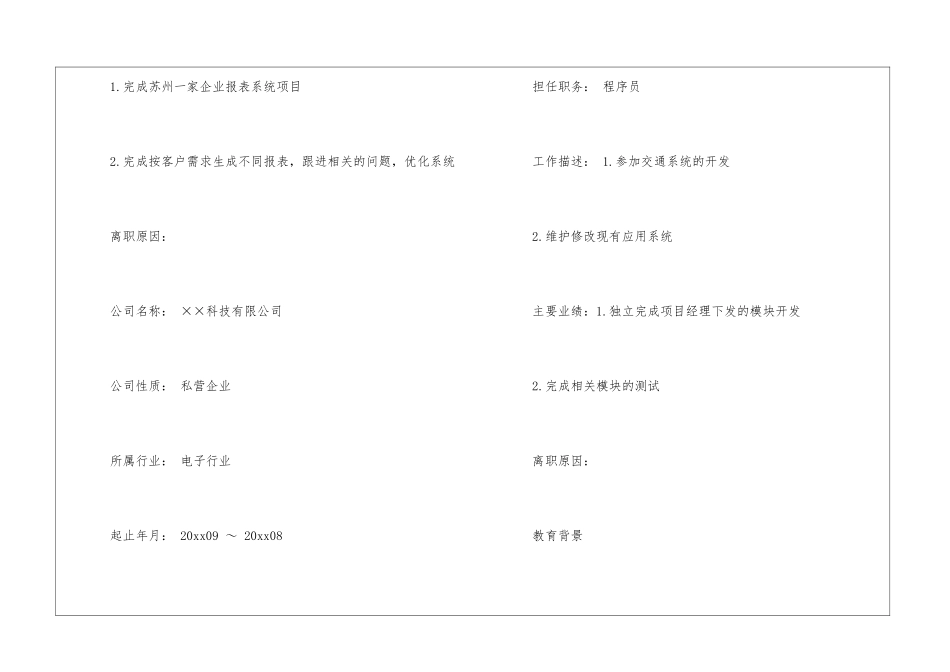 软件工程师岗位工作简历模板2篇_第3页