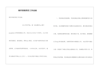 软件系统项目工作总结