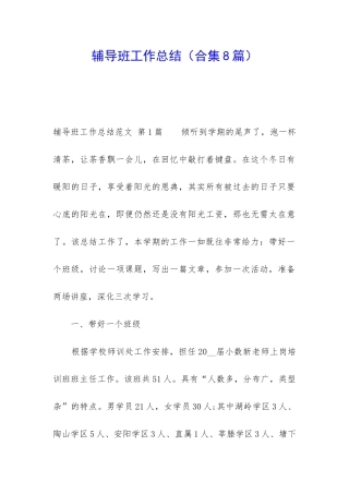 辅导班工作总结