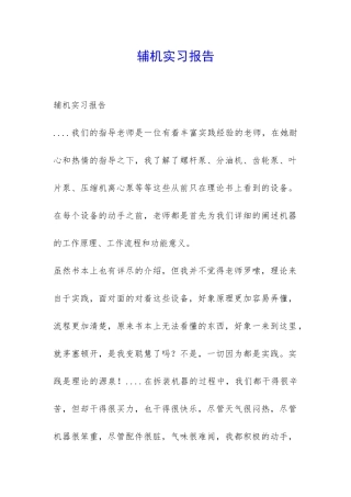 辅机实习报告-