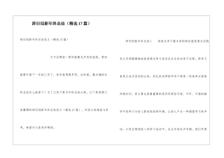 辞旧迎新年终总结