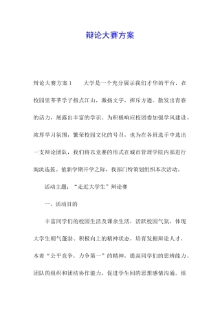 辩论大赛方案