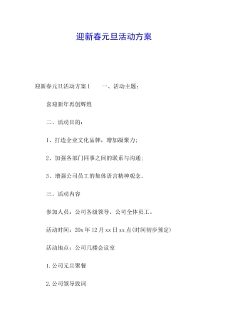 迎新春元旦活动方案