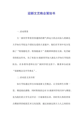 迎新文艺晚会策划书