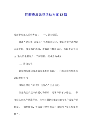 迎新春庆元旦活动方案12篇