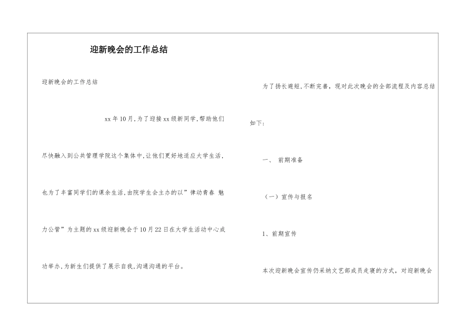 迎新晚会的工作总结_第1页
