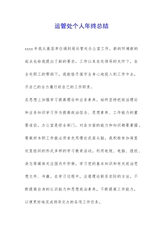 运管处个人年终总结-