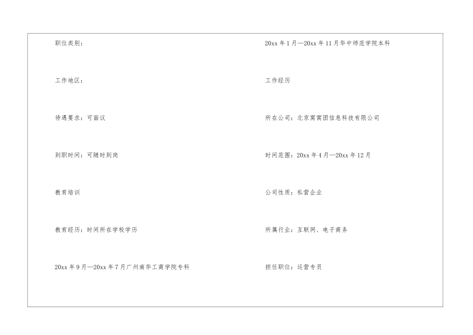 运营专员个人简历模板_第2页