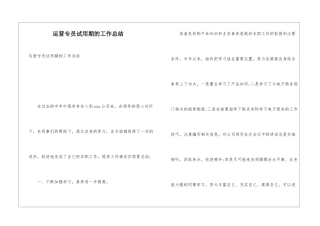运营专员试用期的工作总结