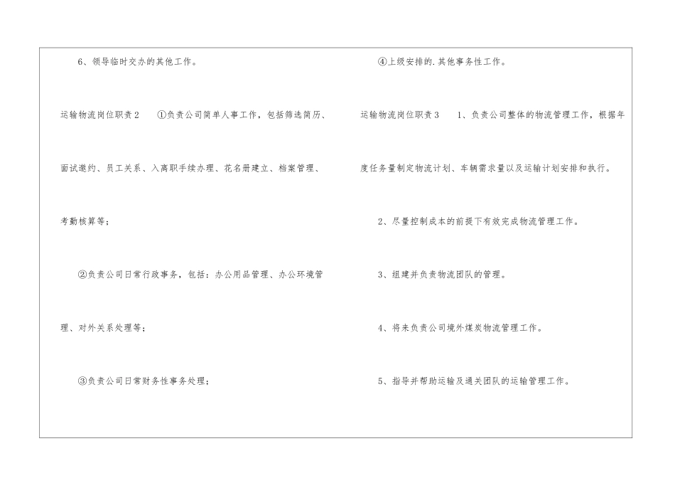运输物流岗位职责_第2页