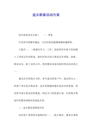 返乡新春活动方案