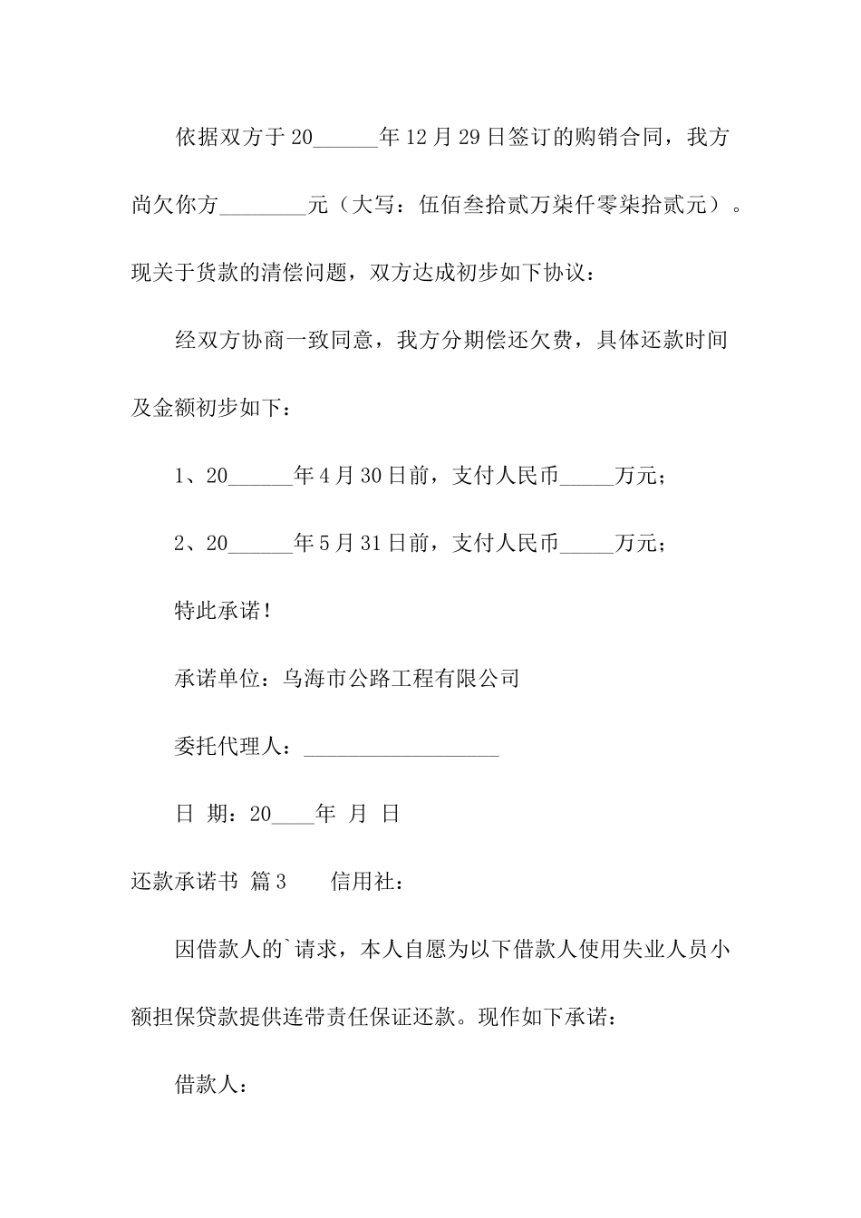 还款承诺书模板汇总6篇_第3页