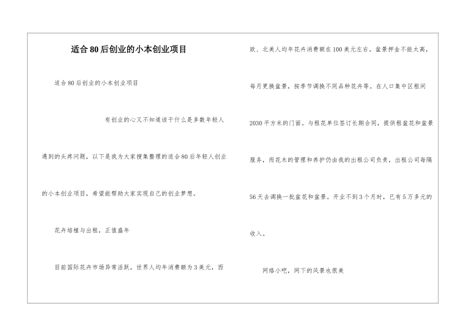 适合80后创业的小本创业项目_第1页