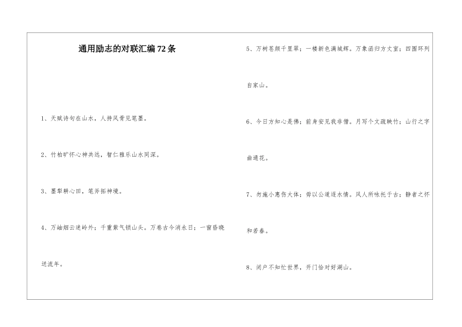 通用励志的对联汇编72条_第1页