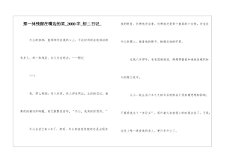 那一抹残留在嘴边的笑2000字初二日记