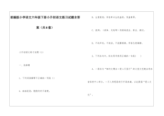 部编版小学语文六年级下册小升初语文练习试题含答案