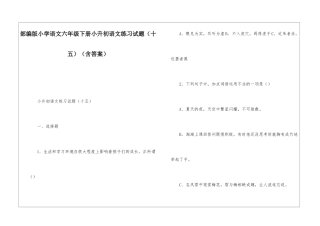 部编版小学语文六年级下册小升初语文练习试题