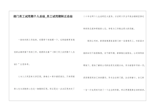 部门员工试用期个人总结员工试用期转正总结