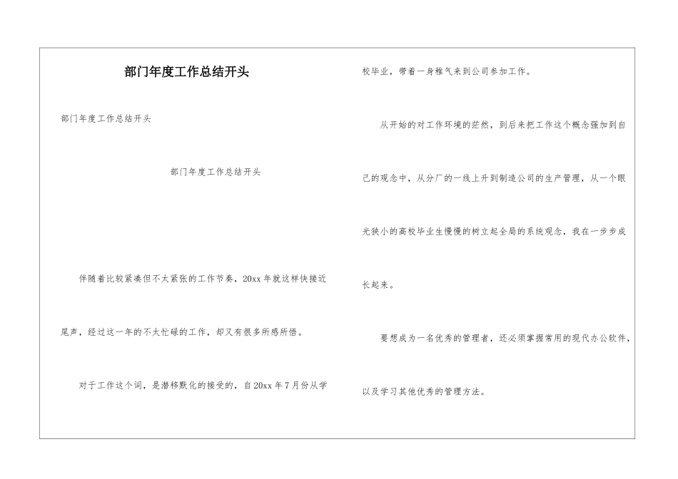 部门年度工作总结开头_第1页