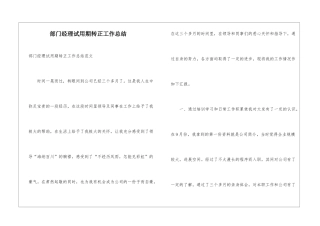 部门经理试用期转正工作总结