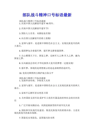 部队战斗精神口号标语最新