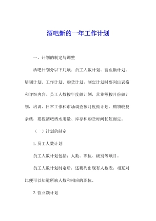 酒吧新的一年工作计划