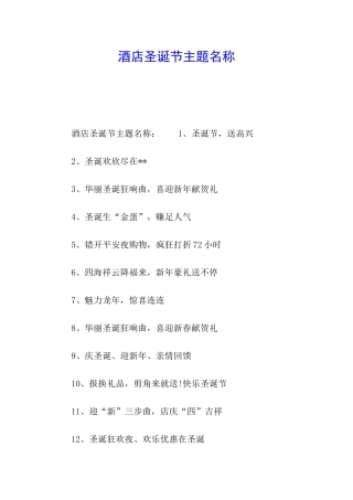 酒店圣诞节主题名称